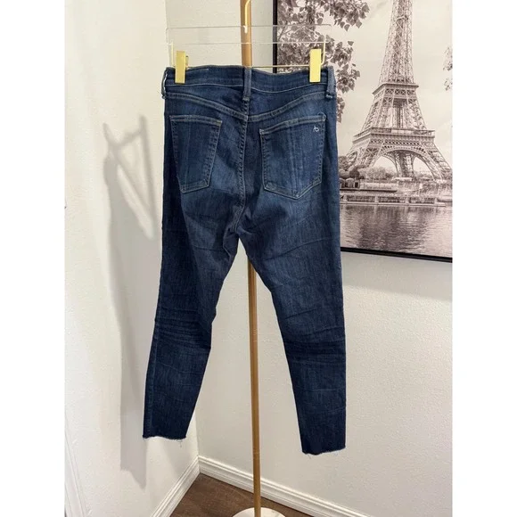 Rag & Bone Mad River Skinny Jeans Raw Hem Dark Wash Blue W1566K122MAD Size 28 - Picture 3 of 6